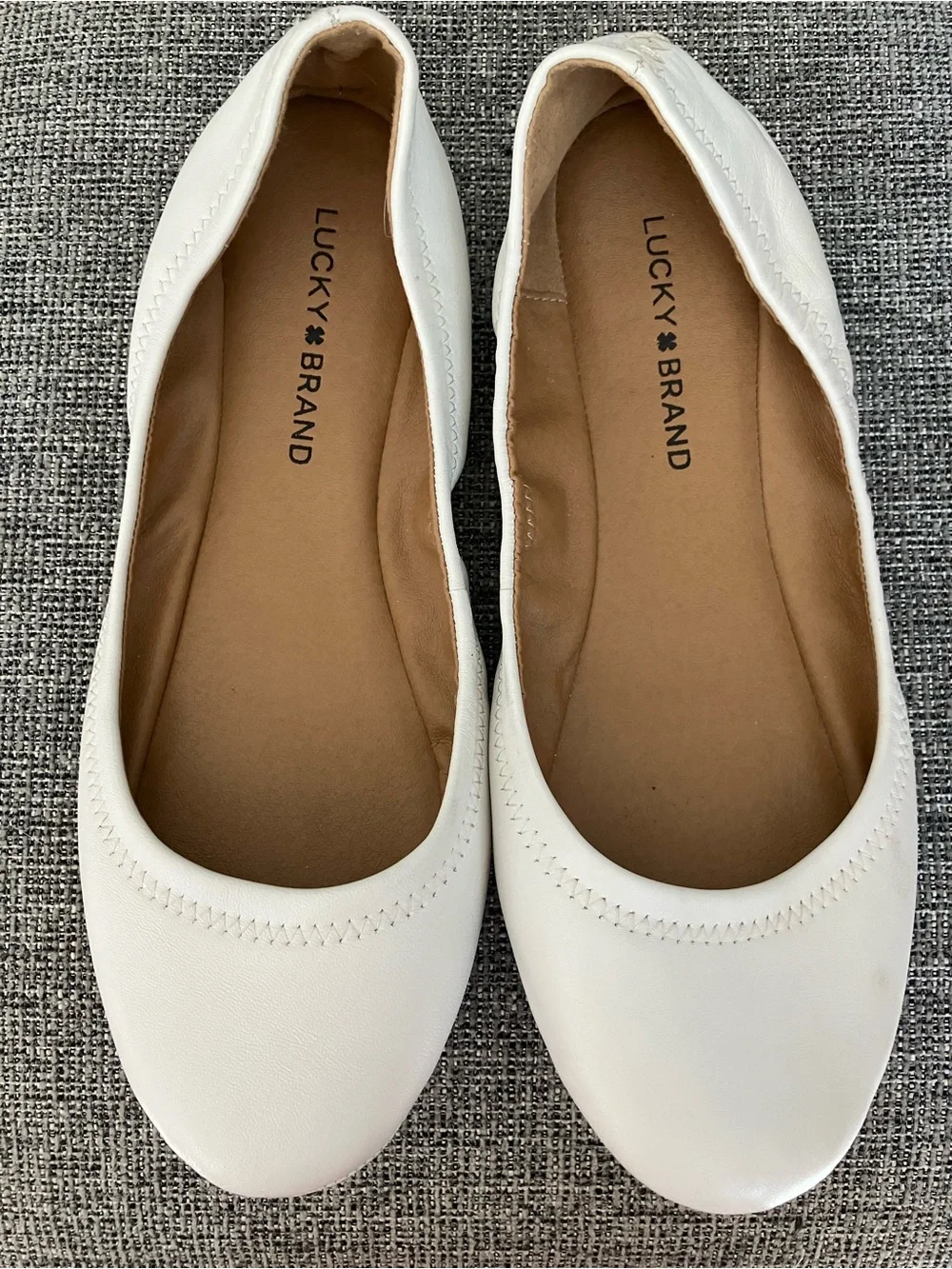 Lucky Brand Women's White Slip-On Ballet Flats